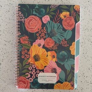 Steele Mill Floral Spiral Subject Notebook with Tabs